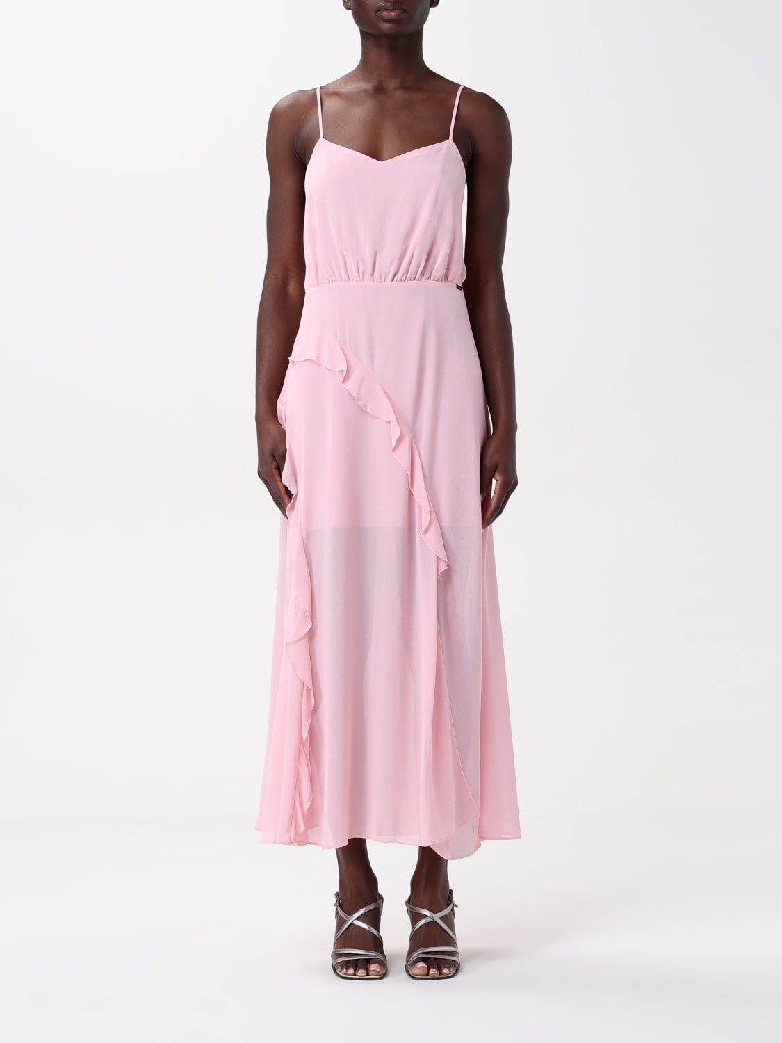 ワンピース EMPORIO ARMANI Woman Dress Fuchsia D4NA1F2NWAZ 309 Emporio Armani georgette dress with gathers for women