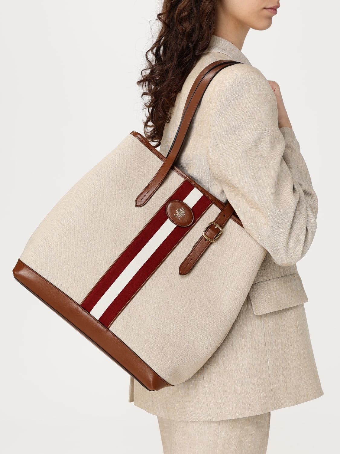 BALLY: Shoulder bag woman - Ecru | Bally tote bags