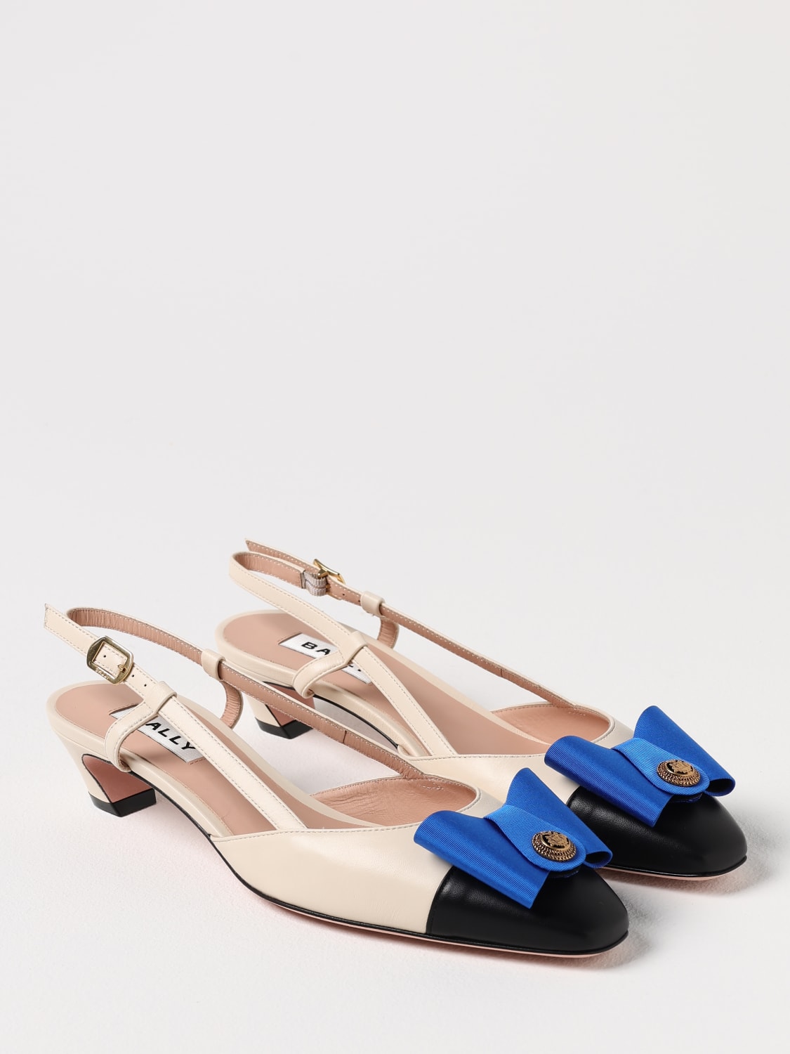 BALLY DÉCOLLETÉ: Slingback B-Bow Bally in pelle, Naturale - Img 2