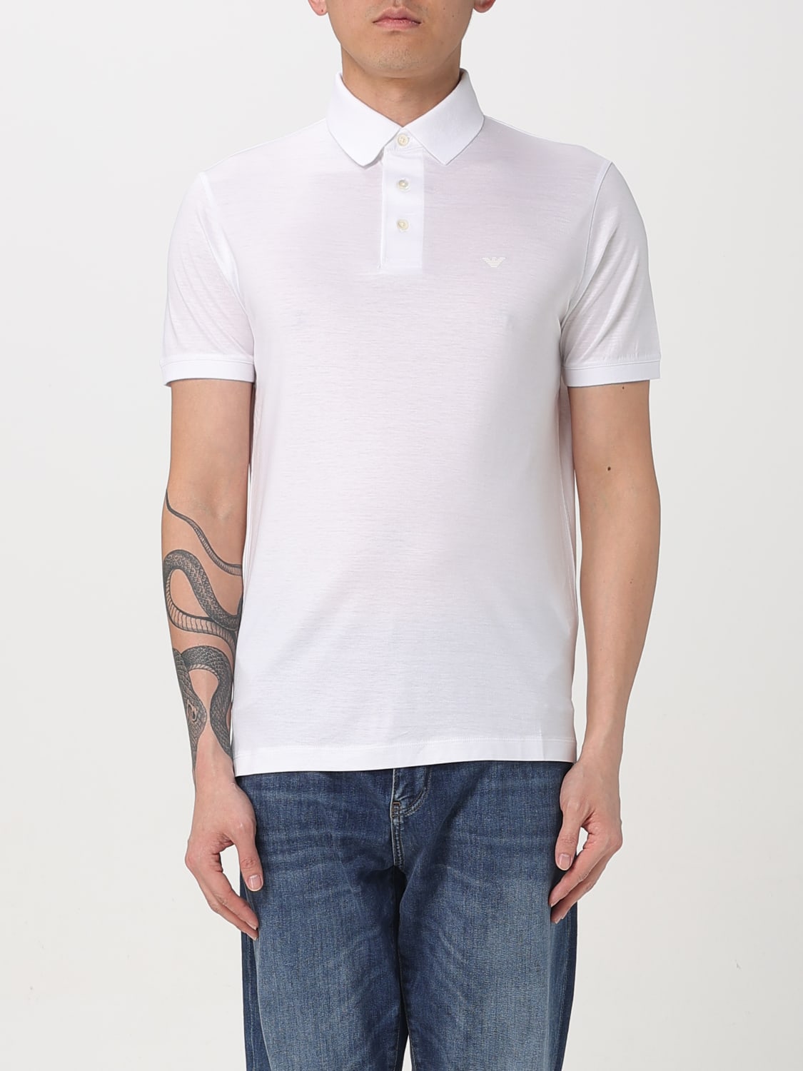 EMPORIO ARMANI POLO: Polo Emporio Armani in cotone e lyocell , Bianco - Img 1