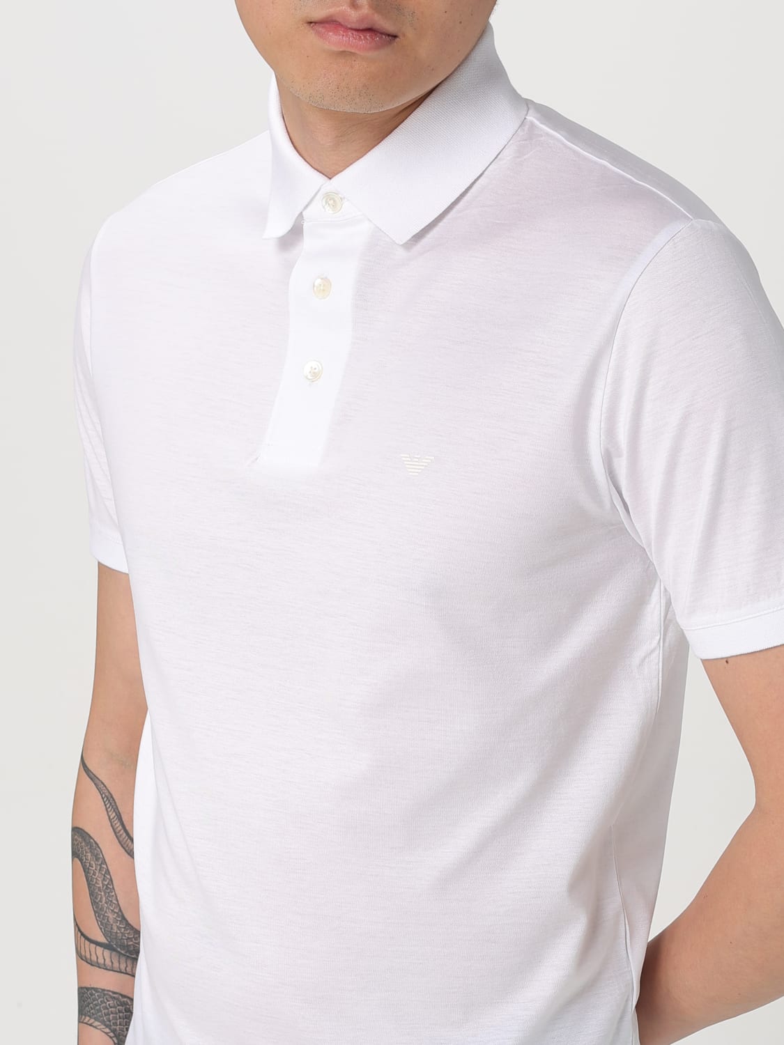 EMPORIO ARMANI POLO: Polo Emporio Armani in cotone e lyocell , Bianco - Img 3