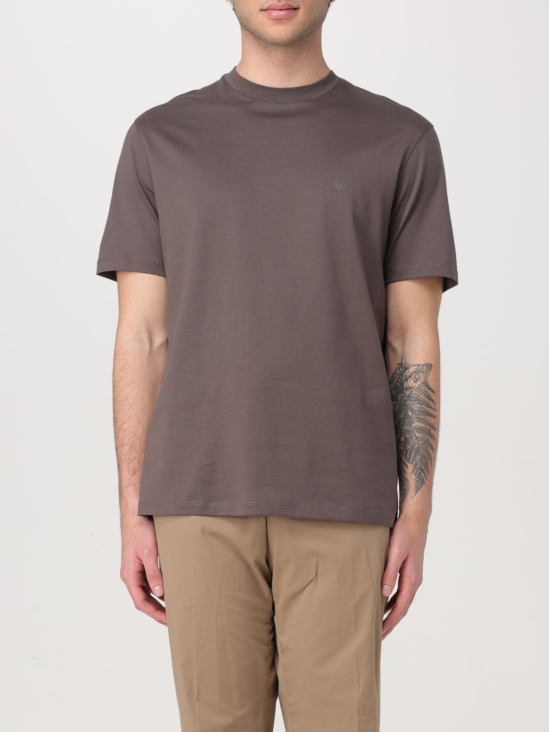 EMPORIO ARMANI T-SHIRT: T-shirt Emporio Armani in cotone , Marrone - Img 1