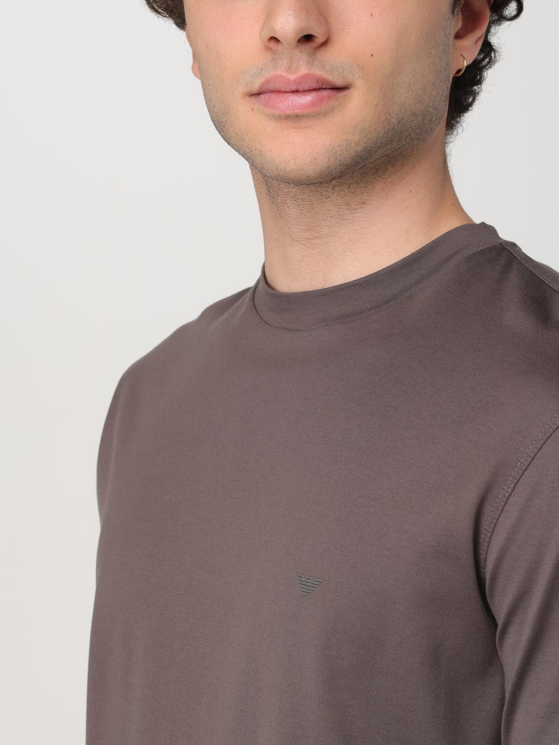 EMPORIO ARMANI T-SHIRT: T-shirt Emporio Armani in cotone , Marrone - Img 3