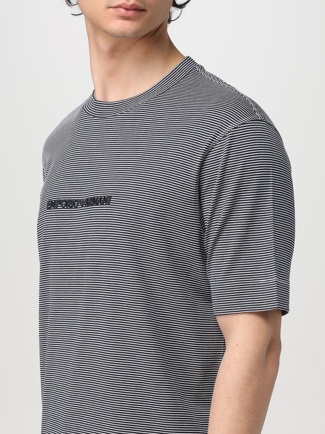 EMPORIO ARMANI T-SHIRT: T-shirt in cotone con logo Emporio Armani, Blue - Img 3