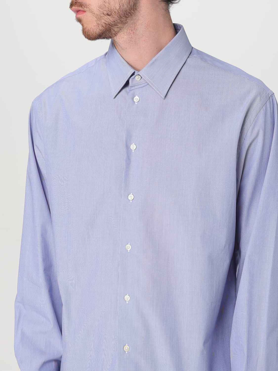 EMPORIO ARMANI CAMICIA: Camicia classica Emporio Armani in cotone , Azzurro - Img 3