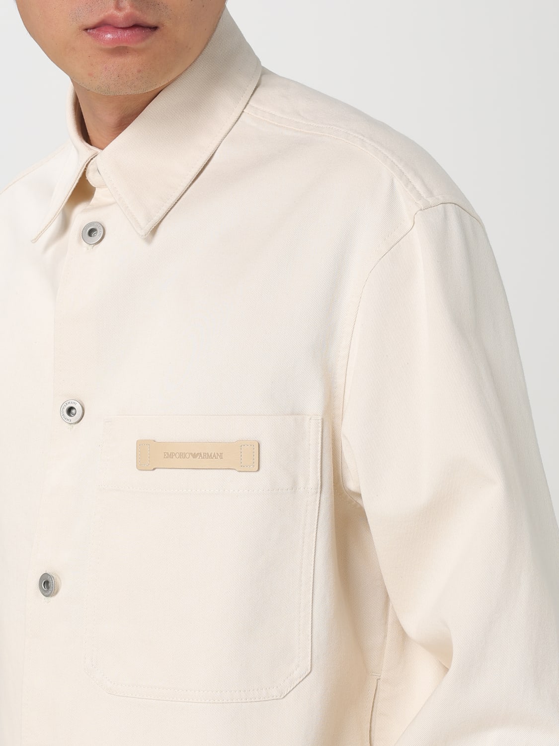EMPORIO ARMANI CAMICIA: Camicia Emporio Armani in misto cotone , Panna - Img 3