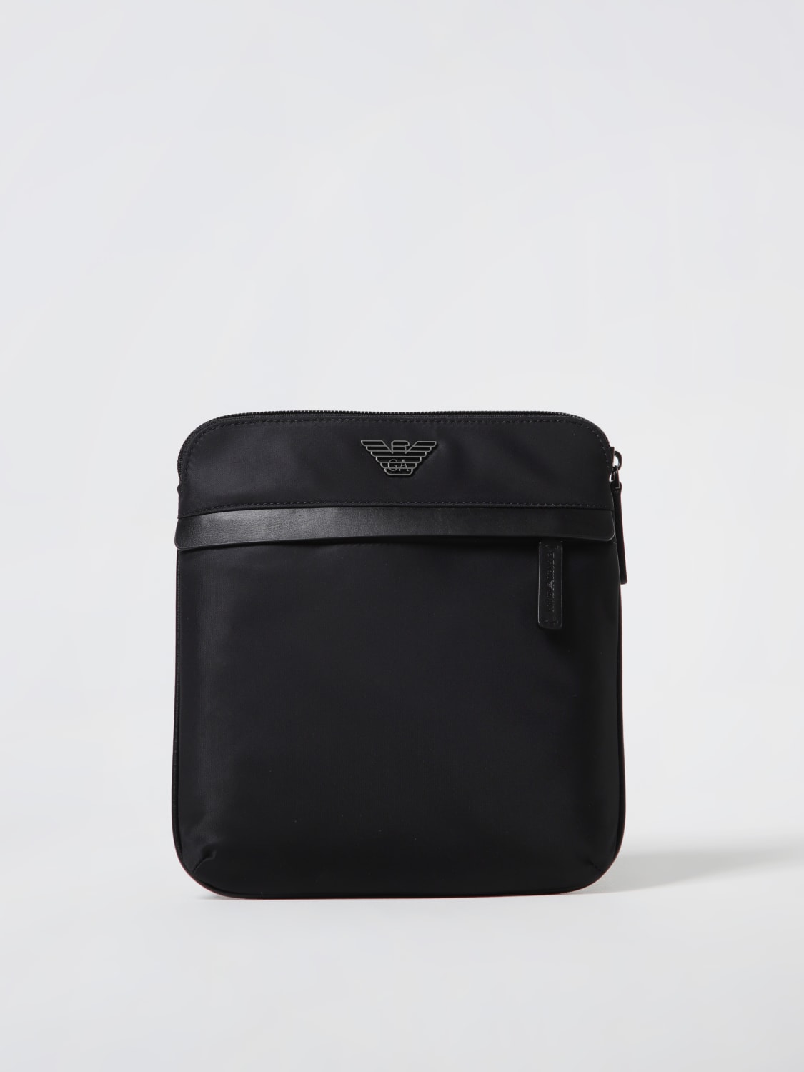 EMPORIO ARMANI BORSA A TRACOLLA: Borsello con logo Emporio Armani in nylon, Nero - Img 1