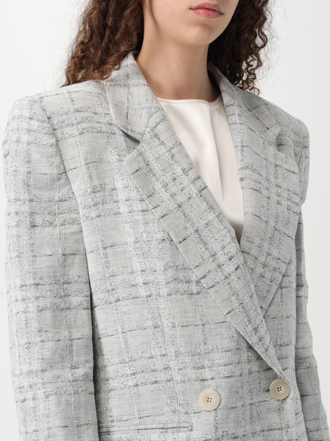 アウターその他 EMPORIO ARMANI Woman Blazer Natural EW000982TE13533 F1013 EMPORIO ARMANI: Blazer woman - Natural | Emporio Armani