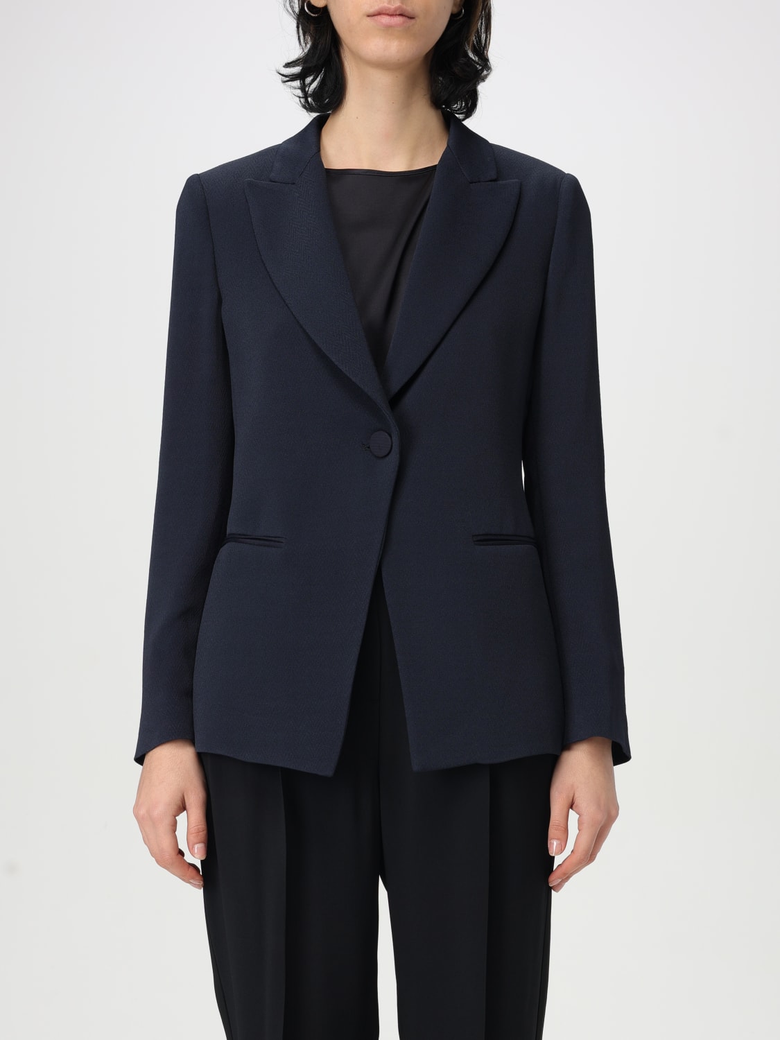 EMPORIO ARMANI BLAZER: Blazer Emporio Armani in crêpe , Blue - Img 1