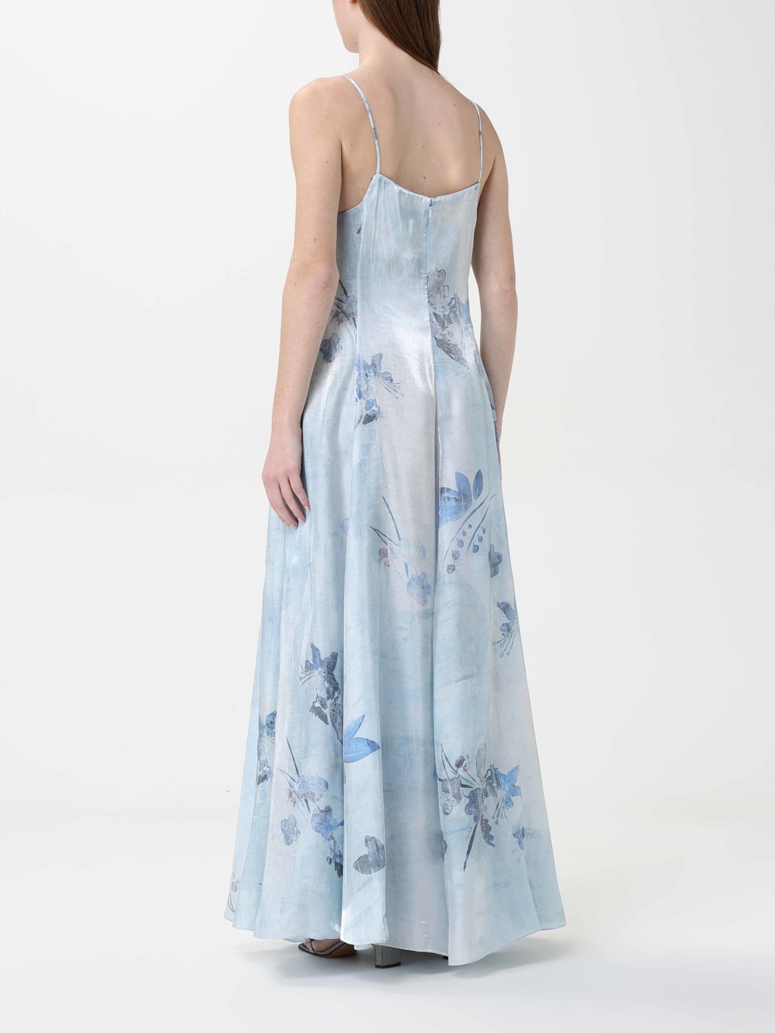 EMPORIO ARMANI ABITO: Abito elegante Emporio Armani in misto viscosa con stampa floreale , Celeste - Img 2