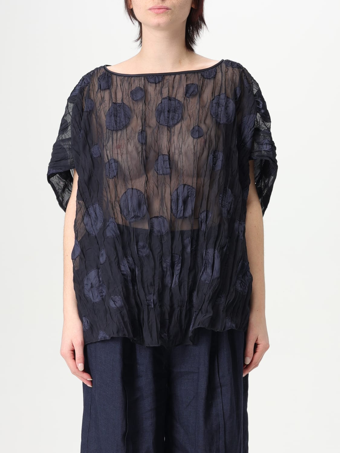 Tシャツ・カットソー EMPORIO ARMANI Women Tops EW000875AF12530 F4031 blue EMPORIO ARMANI: Top woman - Blue | Emporio Armani top