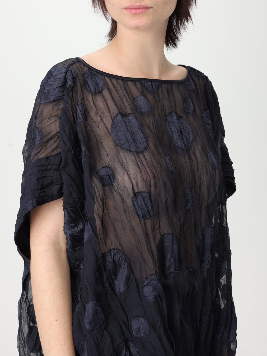 EMPORIO ARMANI TOP: Blusa con effetto jacquard Emporio Armani, Blue - Img 3