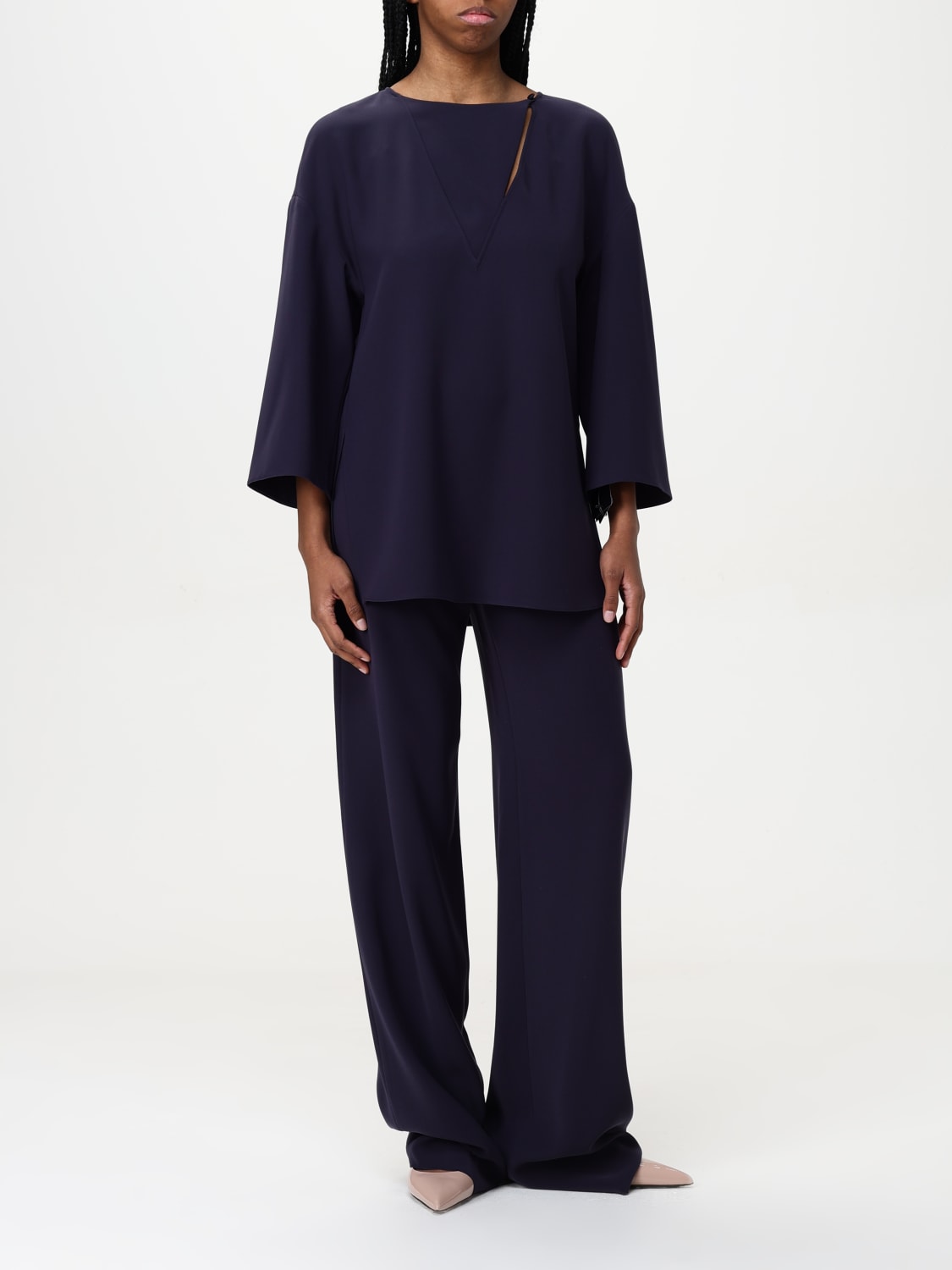 EMPORIO ARMANI TOP: Blusa Emporio Armani in crêpe , Blue - Img 2