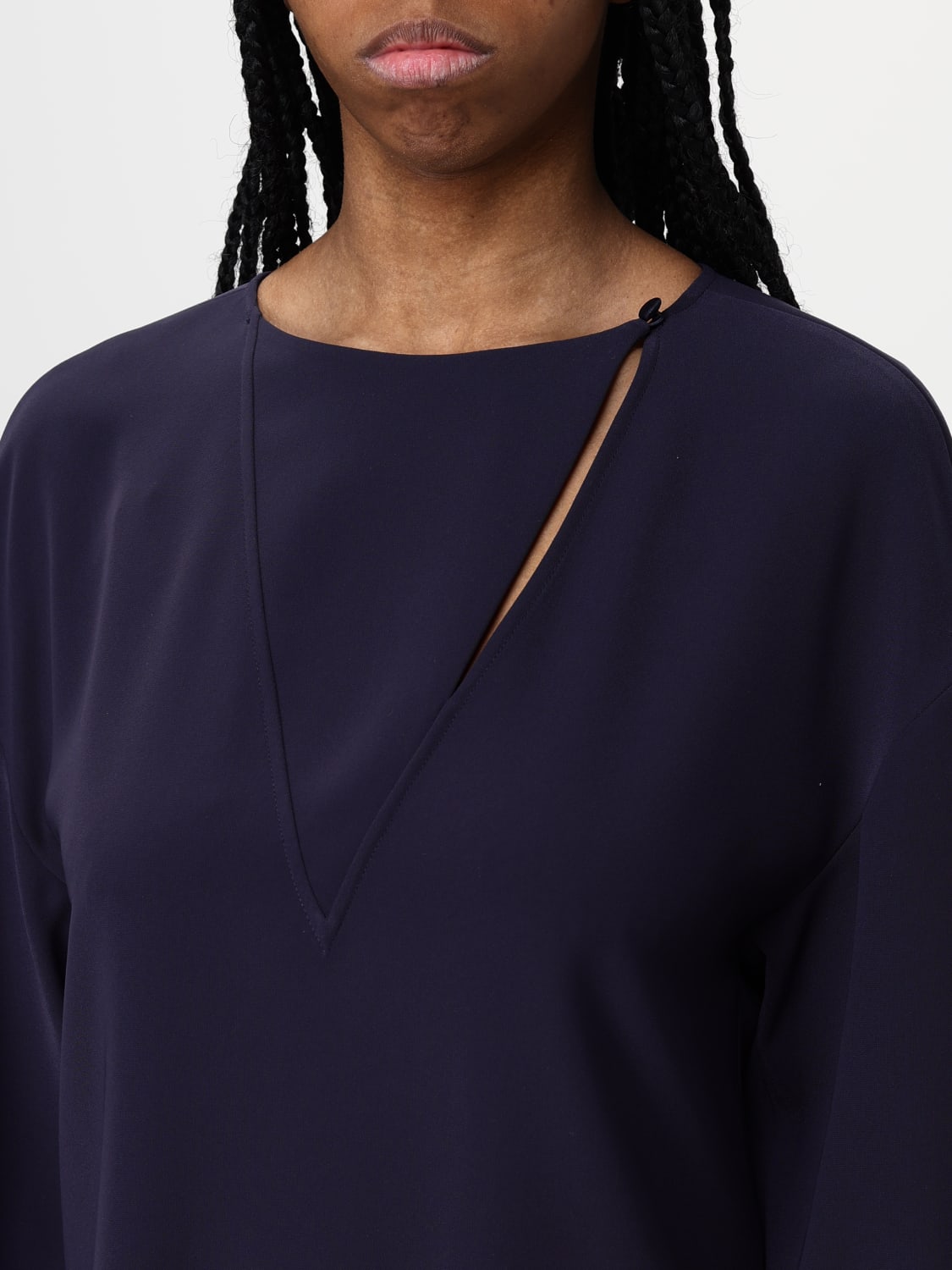 EMPORIO ARMANI TOP: Blusa Emporio Armani in crêpe , Blue - Img 4