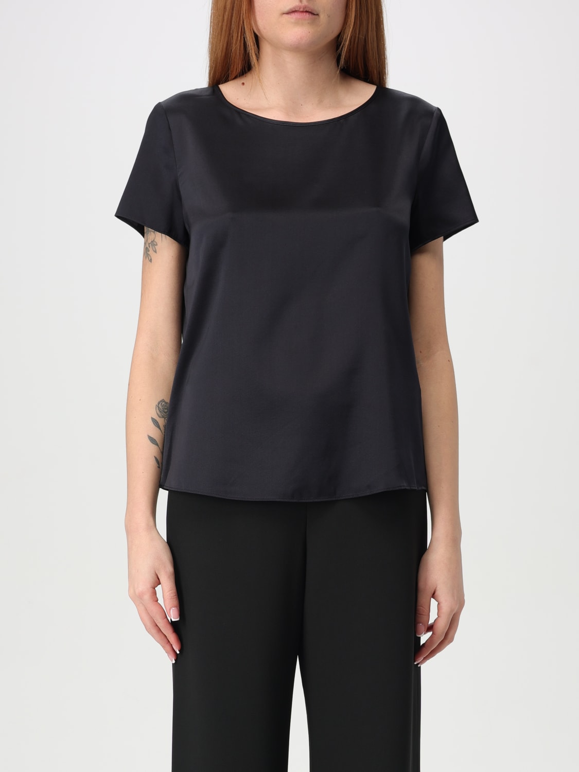 EMPORIO ARMANI TOP E BLUSE: Blusa Emporio Armani in seta , Blue - Img 1