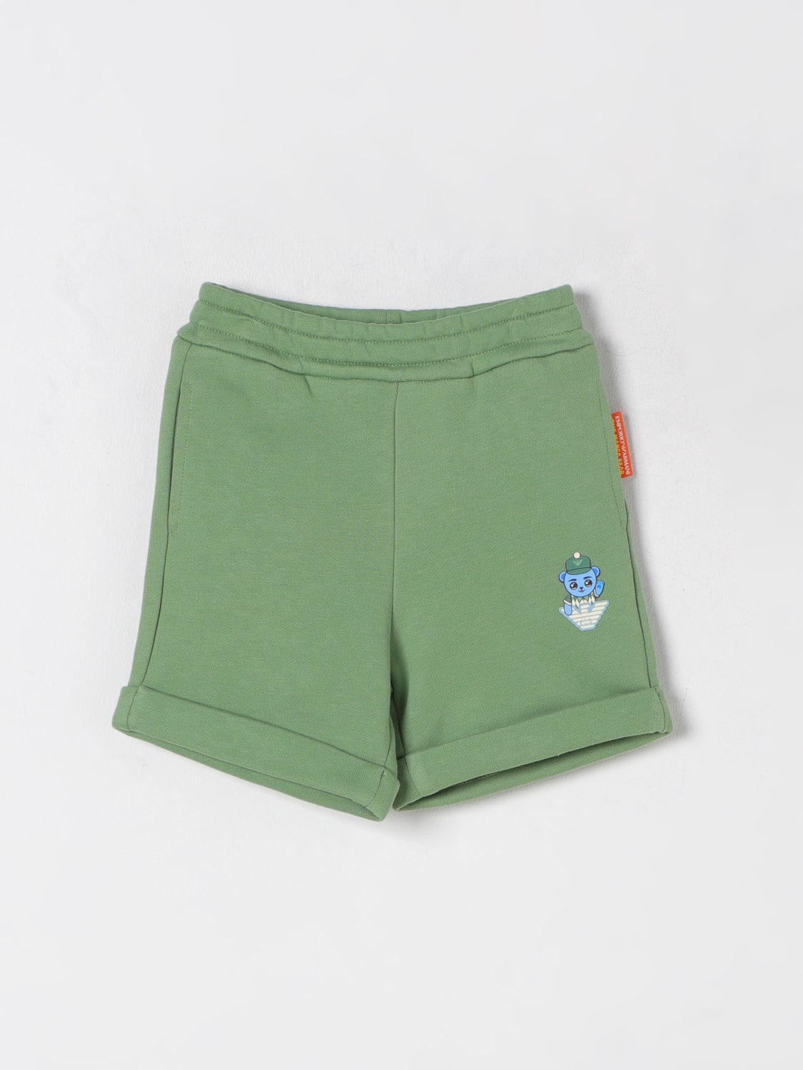 EMPORIO ARMANI PANTALONCINI: Pantaloncini jogging in cotone Emporio Armani, Verde - Img 1