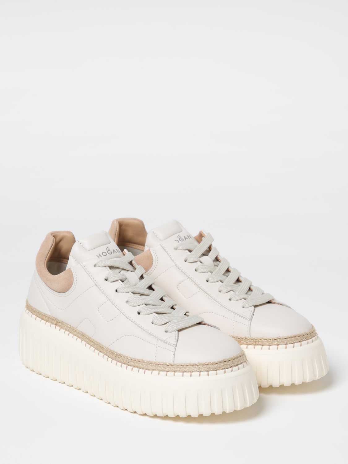 HOGAN SNEAKERS: Sneakers H-Stripe Hogan in pelle , Beige - Img 2