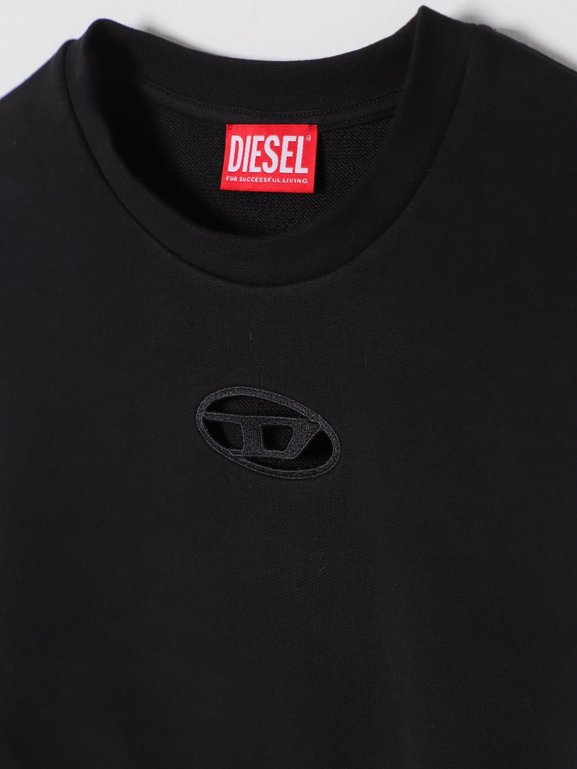 DIESEL MAGLIA: Felpa a girocollo Oval D Diesel in cotone, Nero - Img 3