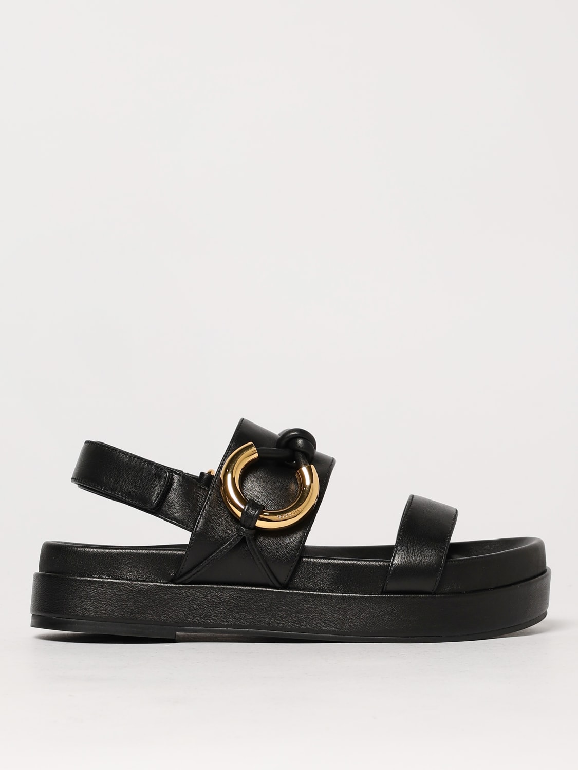 シューズ・サンダルその他 COCCINELLE Woman Flat sandals Sangria E4S05180101 M01 Coccinelle flat sandal in tan leather with gold plectrum detail