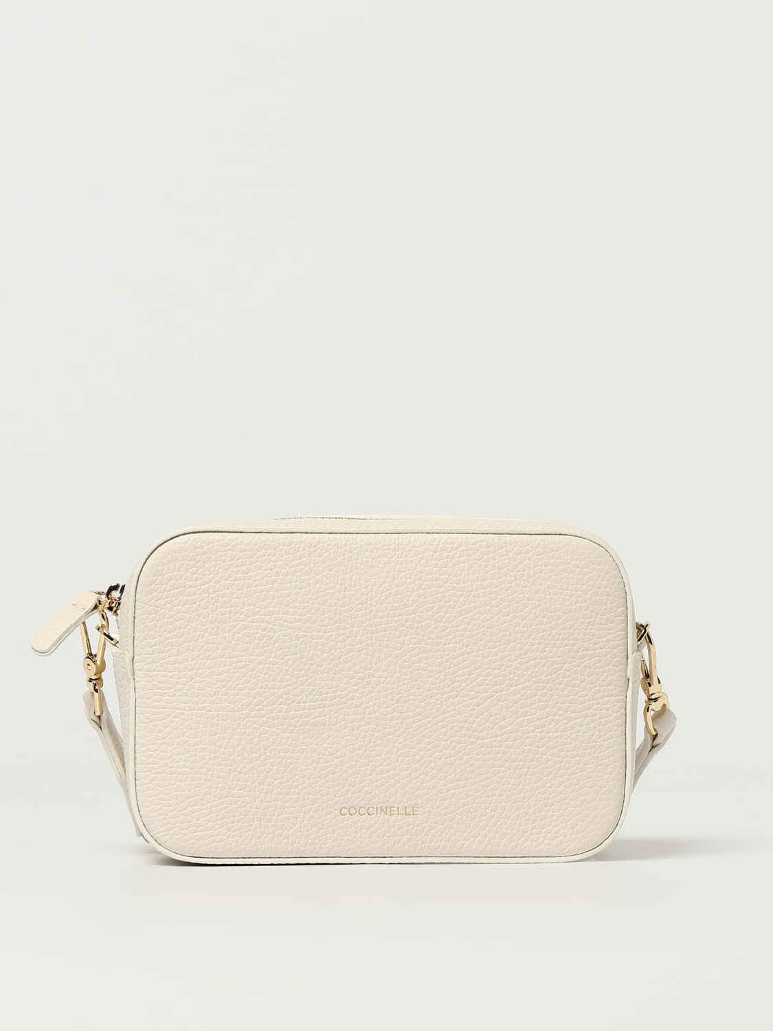 COCCINELLE BORSA MINI: Borsa Tebe Small Coccinelle in pelle a grana, Bianco - Img 1