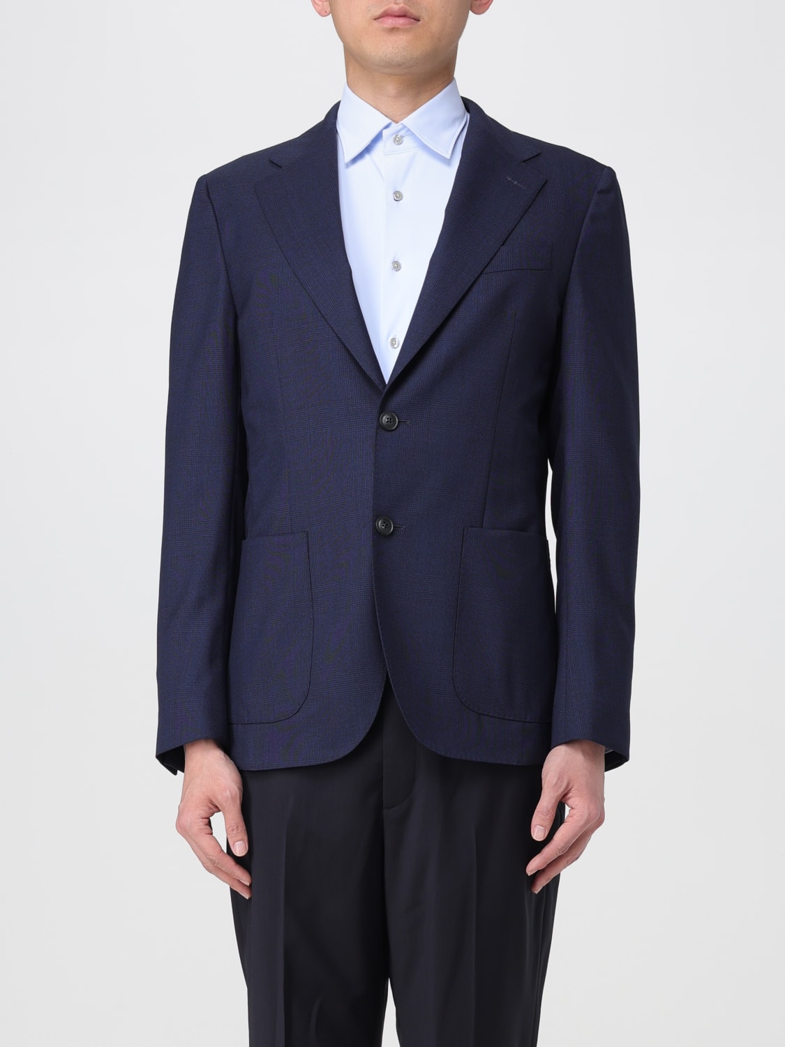 FAY GIACCA: Blazer classico Fay in misto lino , Blue - Img 1