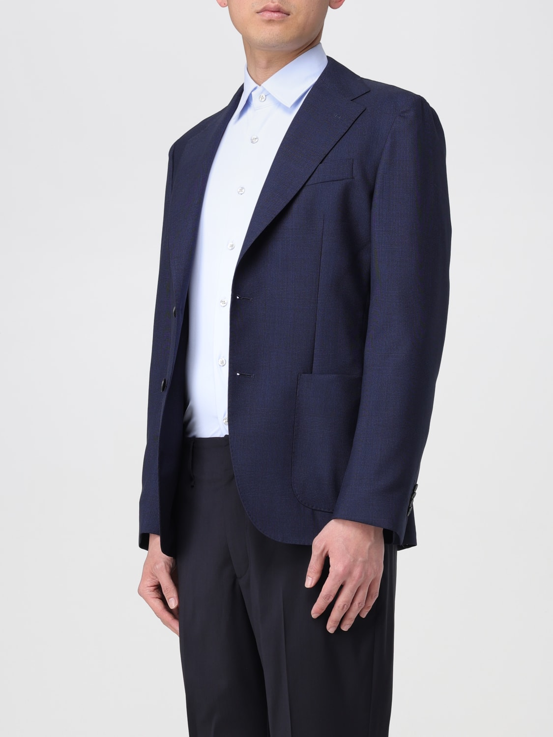 FAY GIACCA: Blazer classico Fay in misto lino , Blue - Img 3