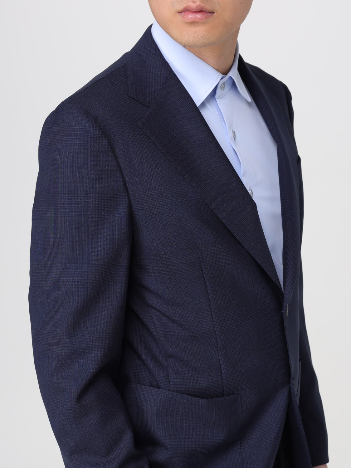 FAY GIACCA: Blazer classico Fay in misto lino , Blue - Img 4