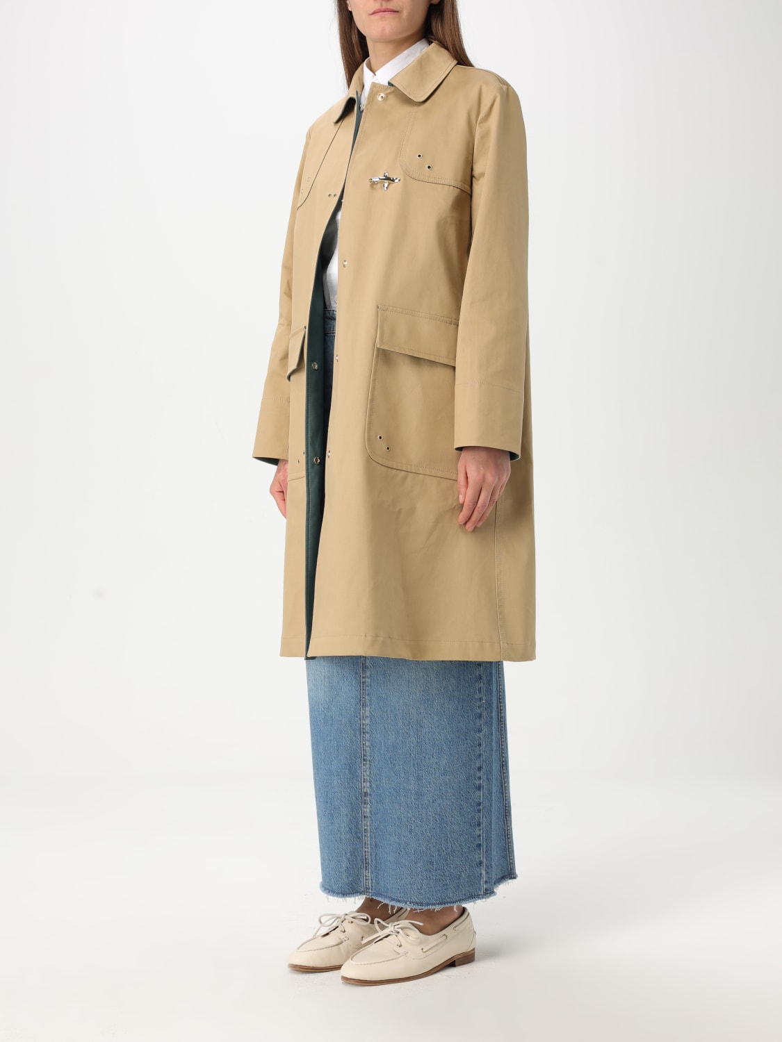 FAY JACKET: Fay stretch cotton trench coat, Beige - Img 3