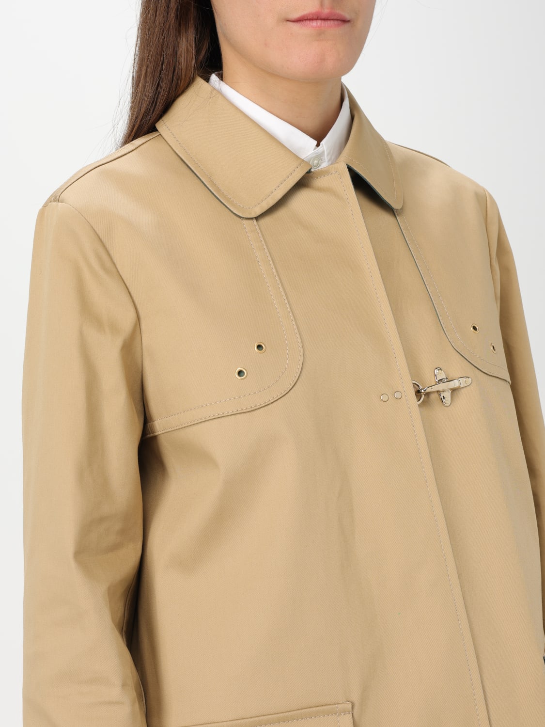 FAY JACKET: Fay stretch cotton trench coat, Beige - Img 4
