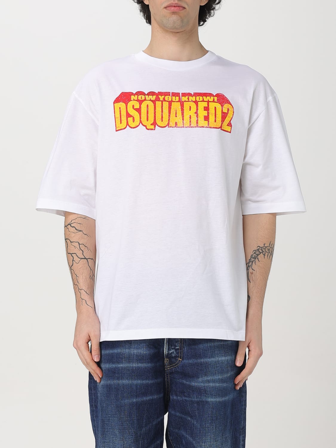 DSQUARED2 T-SHIRT: T-shirt in cotone con maxi logo Dsquared2, Bianco - Img 1
