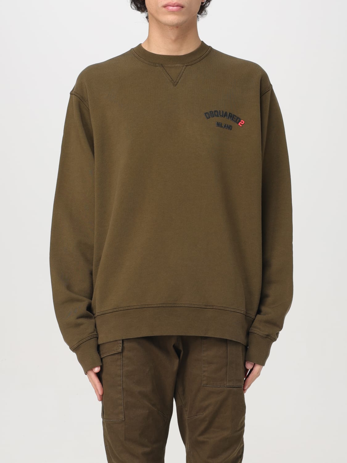 DSQUARED2 FELPA: Felpa a girocollo con logo Dsquared2, Verde - Img 1