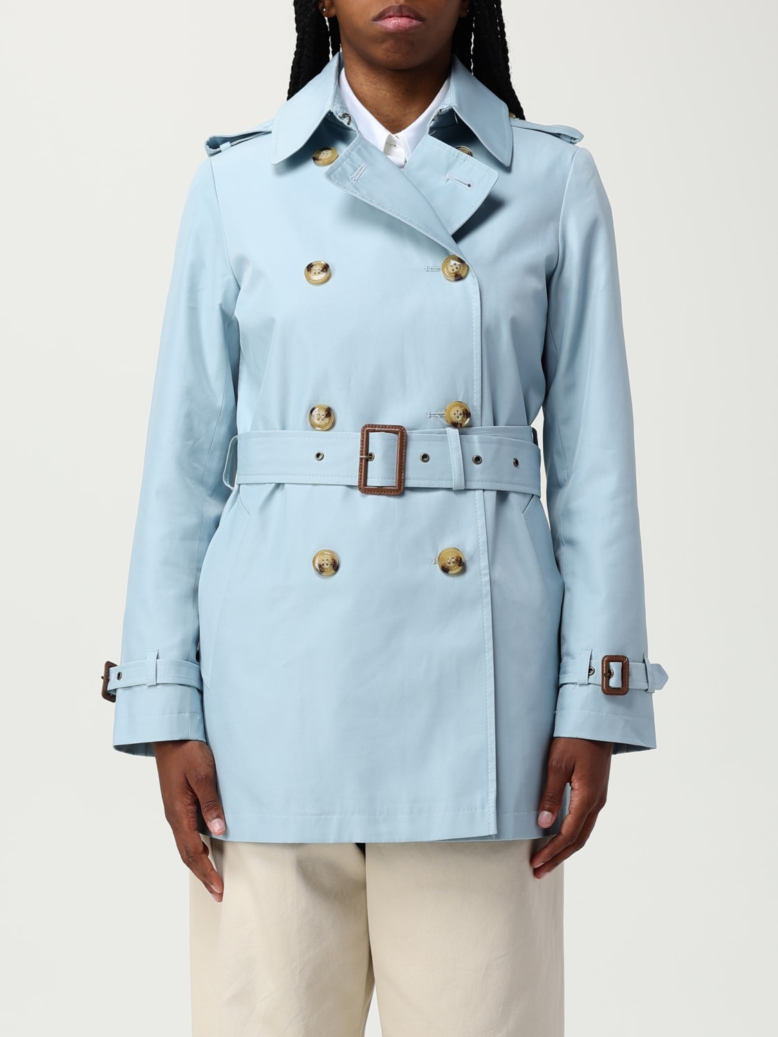 ジャケット LAUREN RALPH LAUREN Woman Jacket Gnawed Blue 297967126 400 LAUREN RALPH LAUREN: women's trench coat - Gnawed Blue