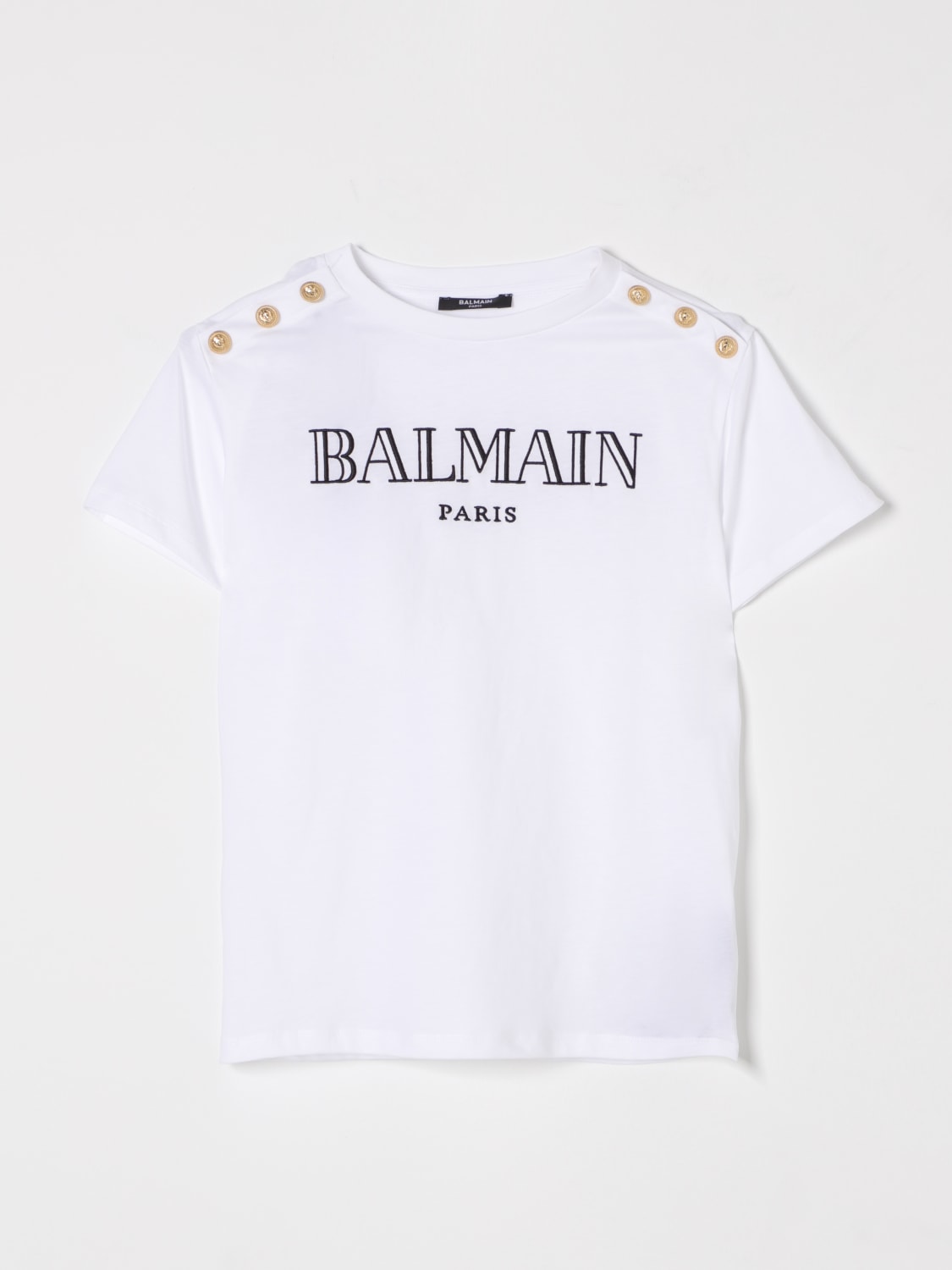 BALMAIN ヒンテシロコ刺繍Tシャツ CH0EG010BC72100CO YGD BALMAIN: T-shirt kids - White | Balmain t-shirt BW8A21Z0116