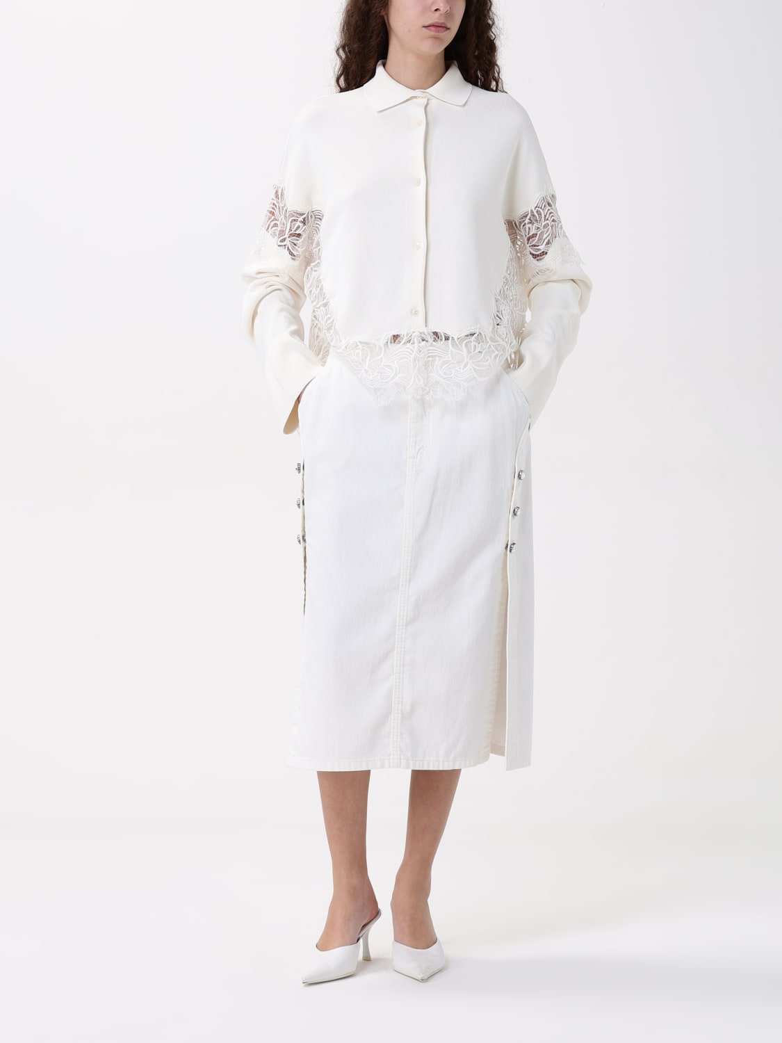 ERMANNO SCERVINO GONNA: Gonna midi Ermanno Scervino in denim , Bianco - Img 2