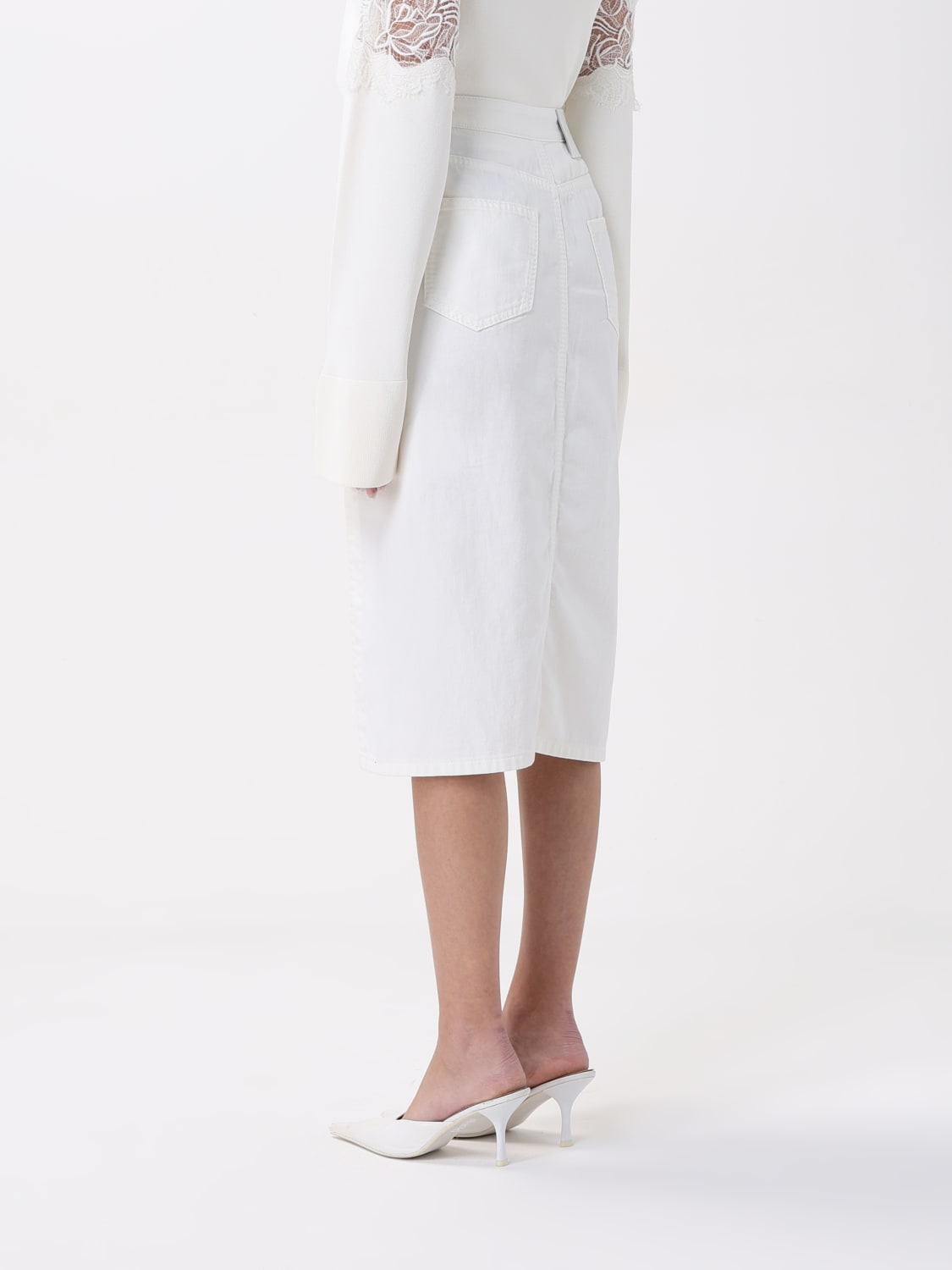 ERMANNO SCERVINO GONNA: Gonna midi Ermanno Scervino in denim , Bianco - Img 3