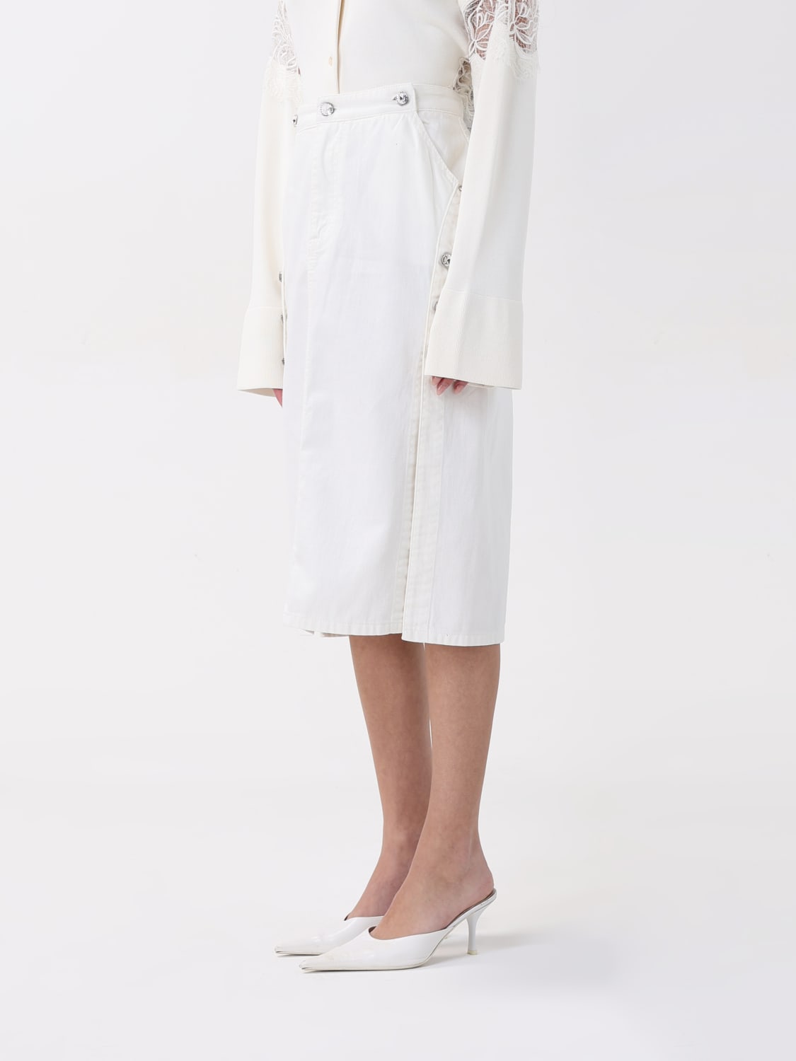 ERMANNO SCERVINO GONNA: Gonna midi Ermanno Scervino in denim , Bianco - Img 4