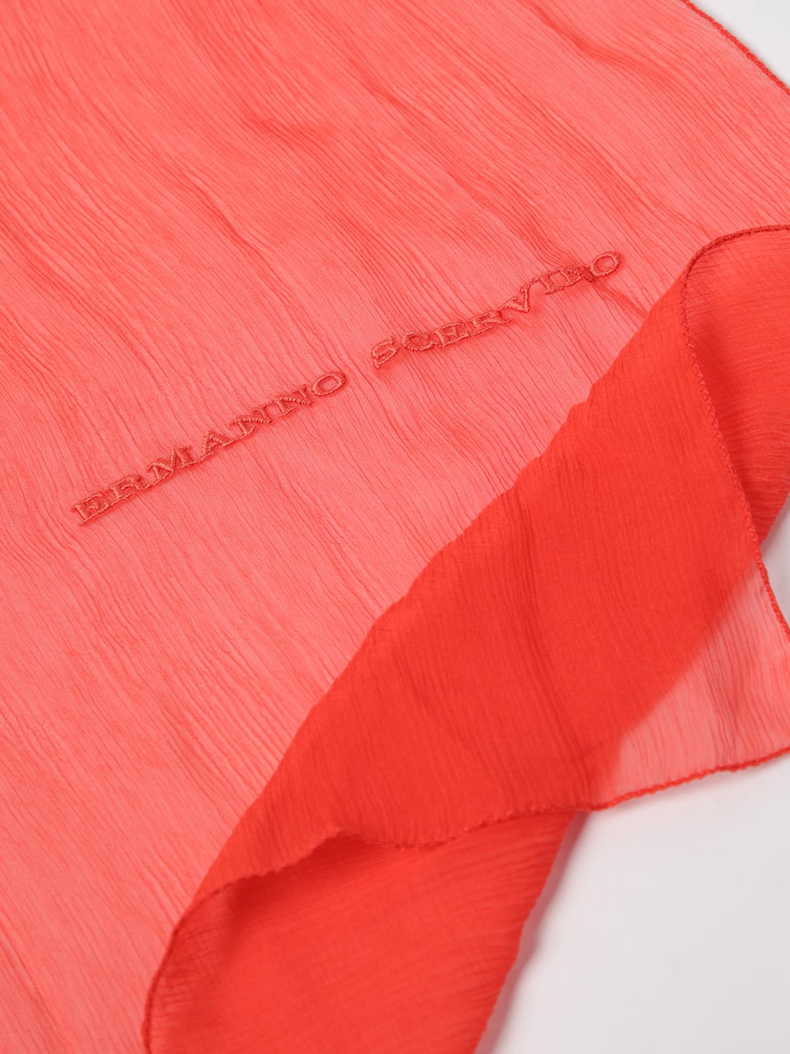 ERMANNO SCERVINO SCIARPA: Sciarpa Ermanno Scervino in tulle di seta con logo ricamato, Rosso - Img 3