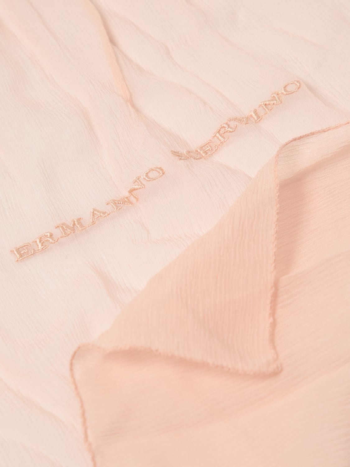 ERMANNO SCERVINO SCIARPA: Sciarpa Ermanno Scervino in tulle di seta con logo ricamato, Nudo - Img 3