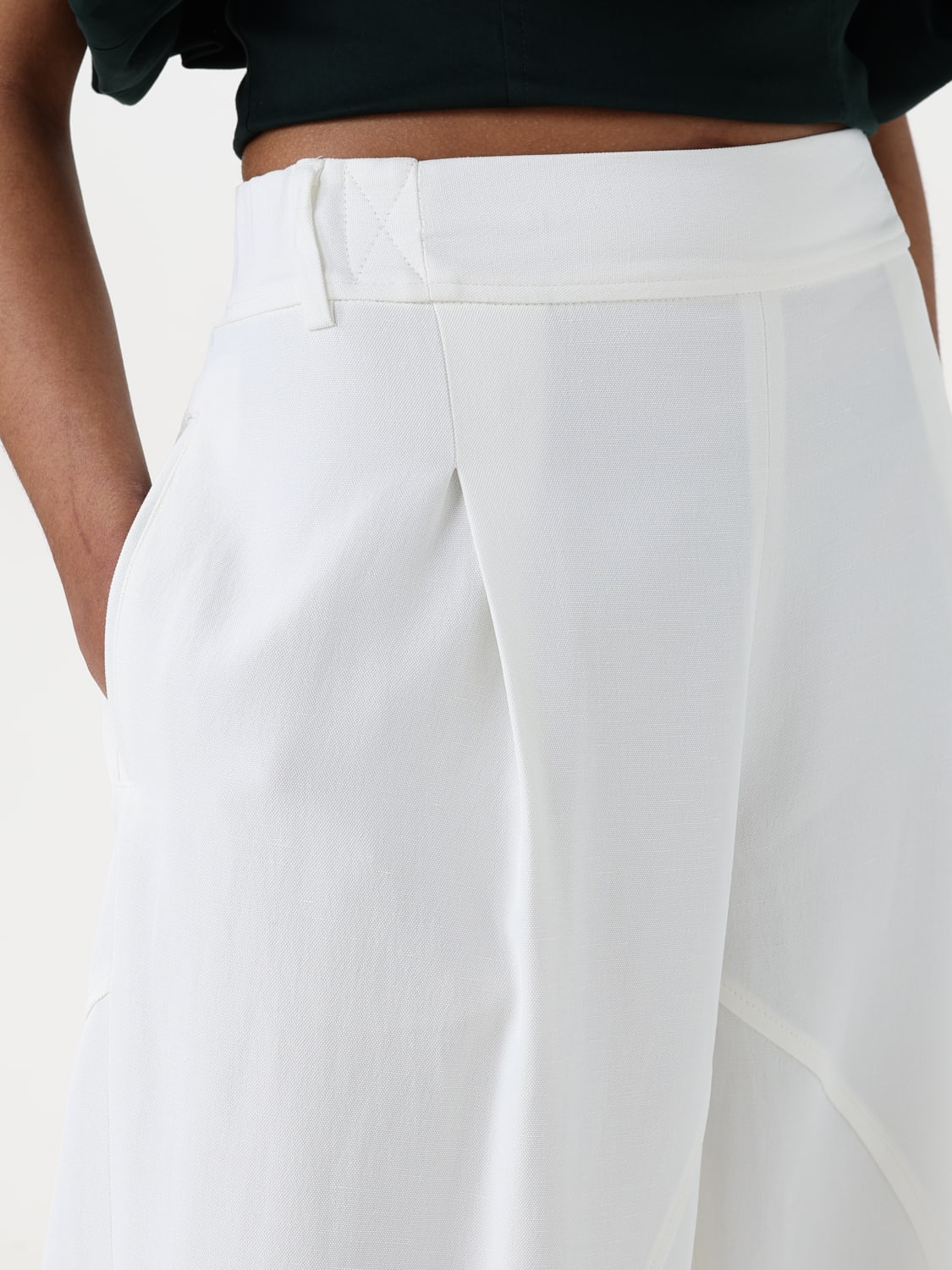 ERMANNO SCERVINO PANTALONE: Pantalone Ermanno Scervino in viscosa e lino , Bianco - Img 4