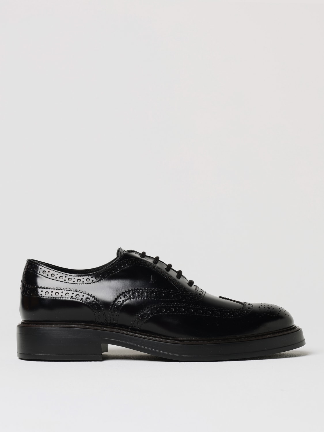 TOD'S SCARPE STRINGATE: Derby Tod's in pelle spazzolata con motivo brogue, Nero - Img 1