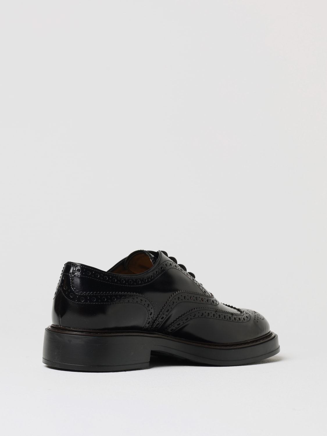TOD'S SCARPE STRINGATE: Derby Tod's in pelle spazzolata con motivo brogue, Nero - Img 3
