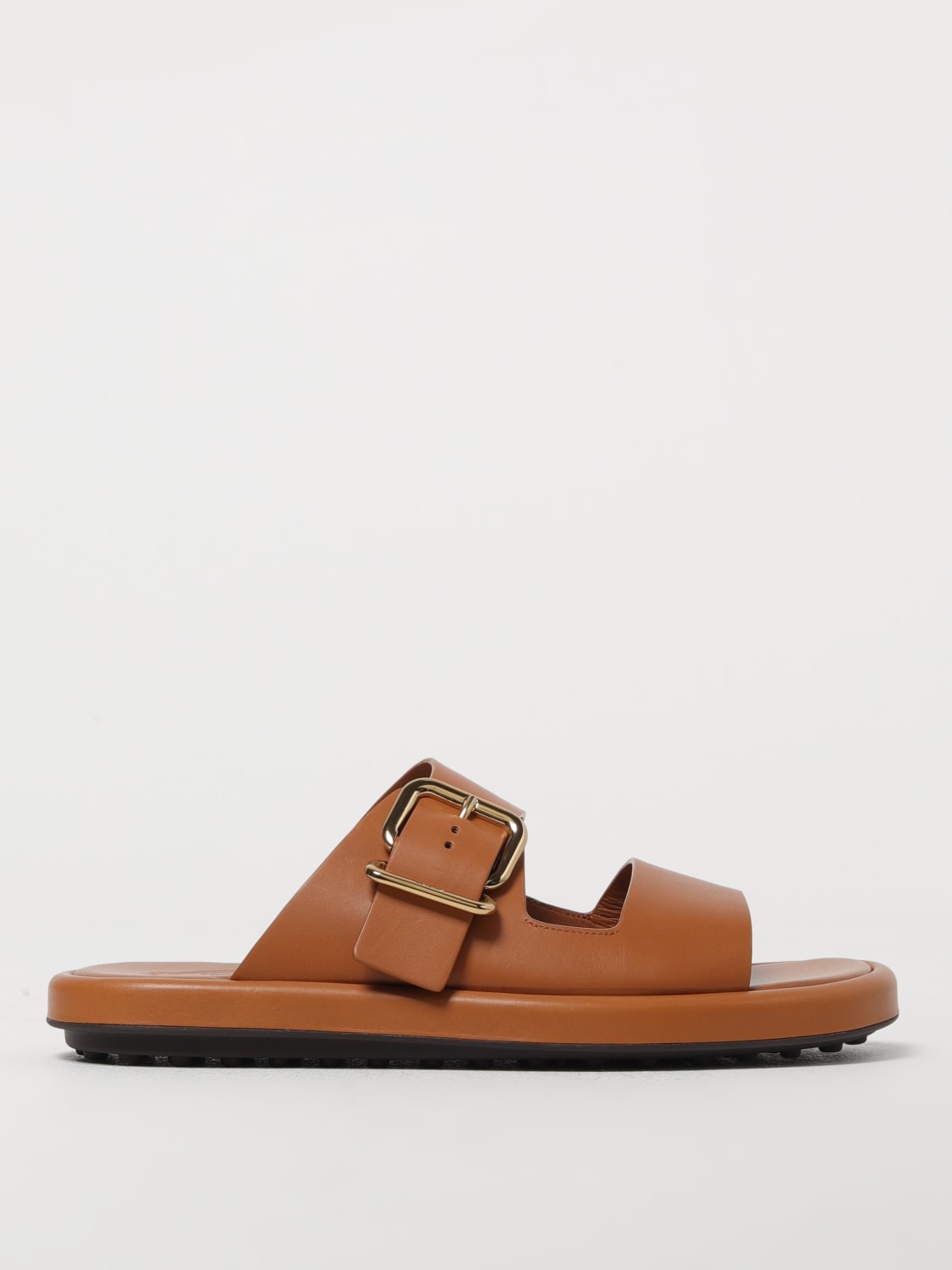 TOD'S: Sandalo in pelle - Marrone | Sandali Bassi Tod's