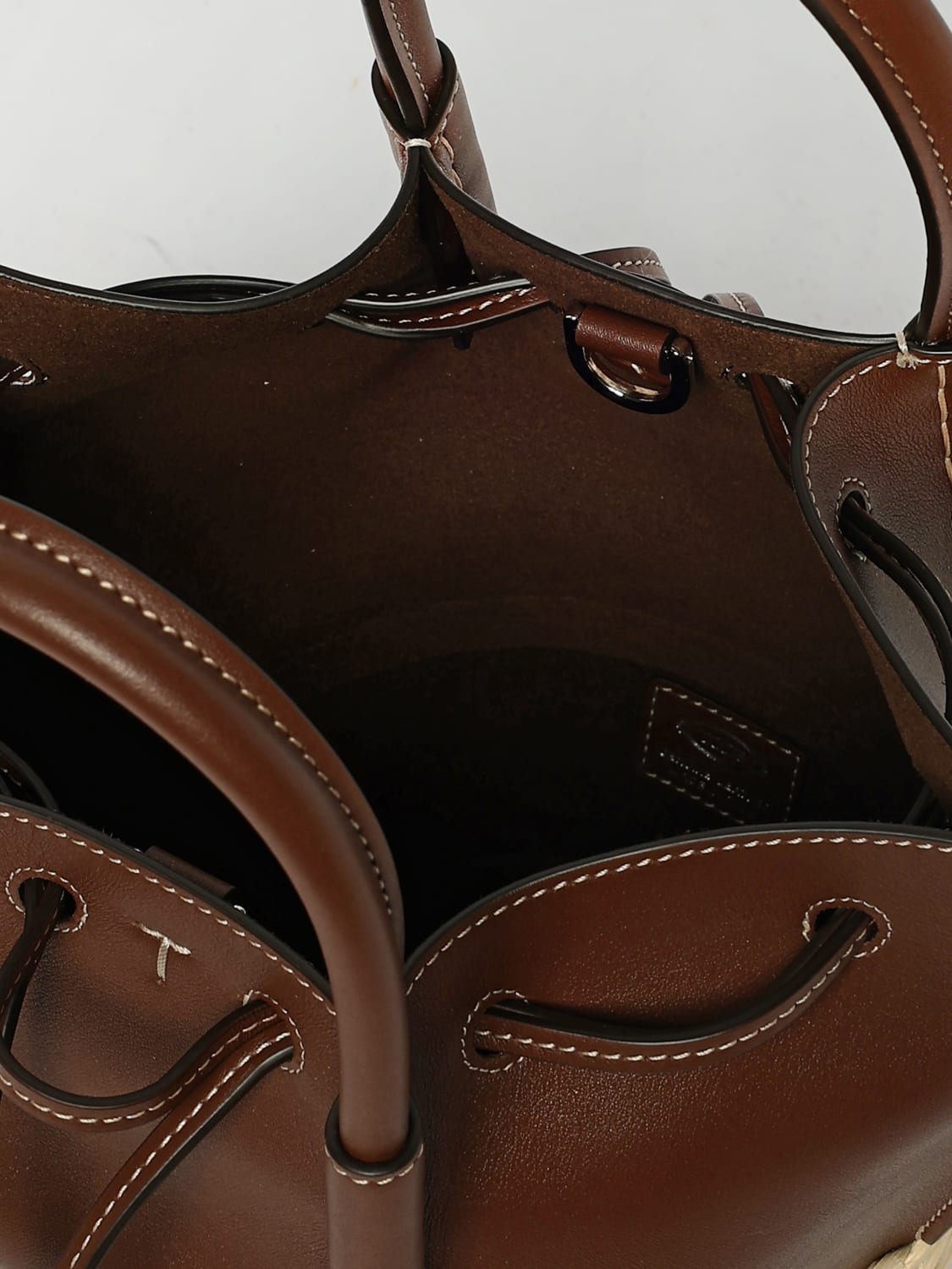 TOD'S BORSA A MANO: Borsa Tod's in pelle e rafia intrecciata , Marrone - Img 5