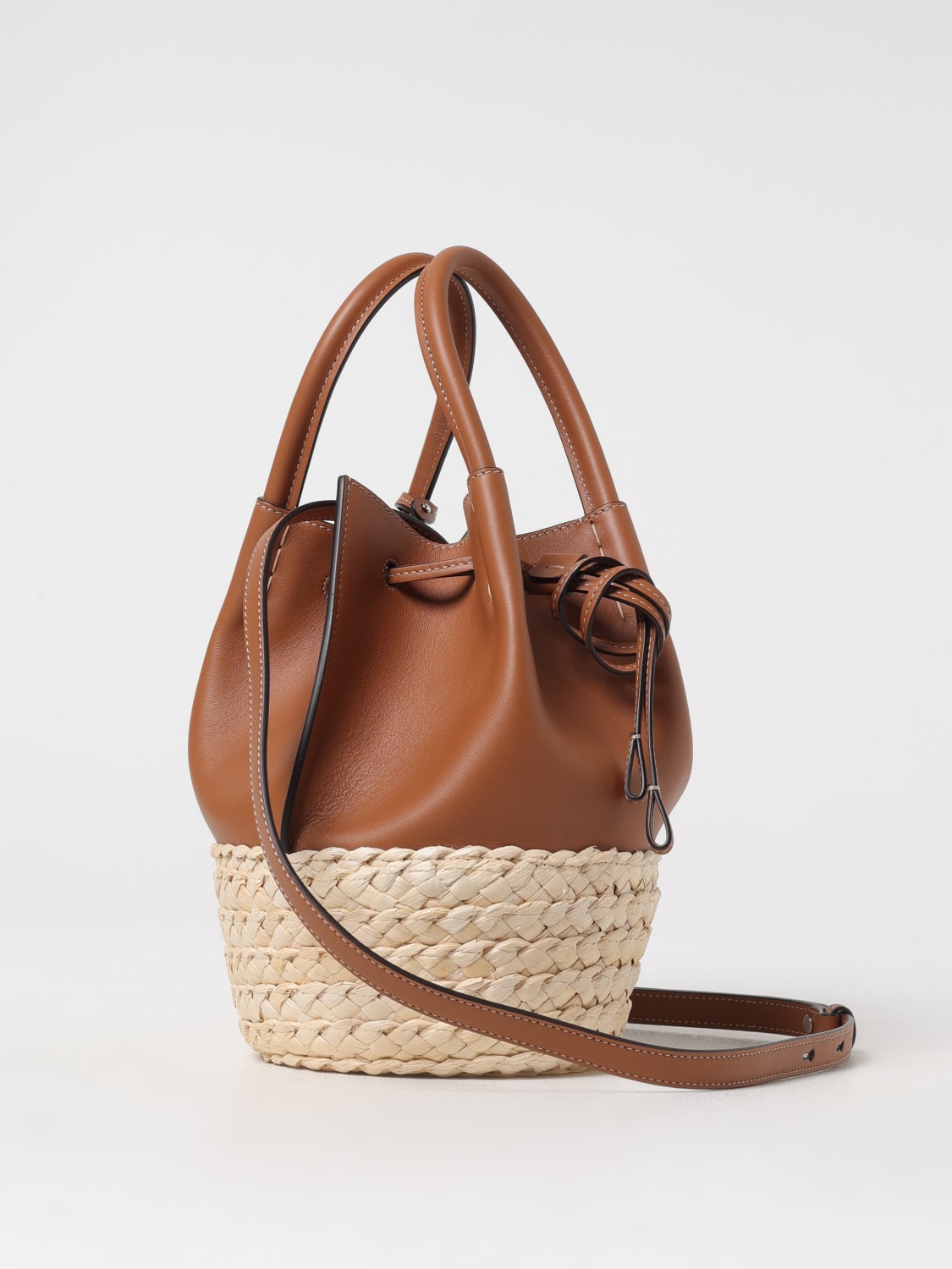 TOD'S BORSA A MANO: Borsa Tod's in pelle e rafia intrecciata , Cuoio - Img 3