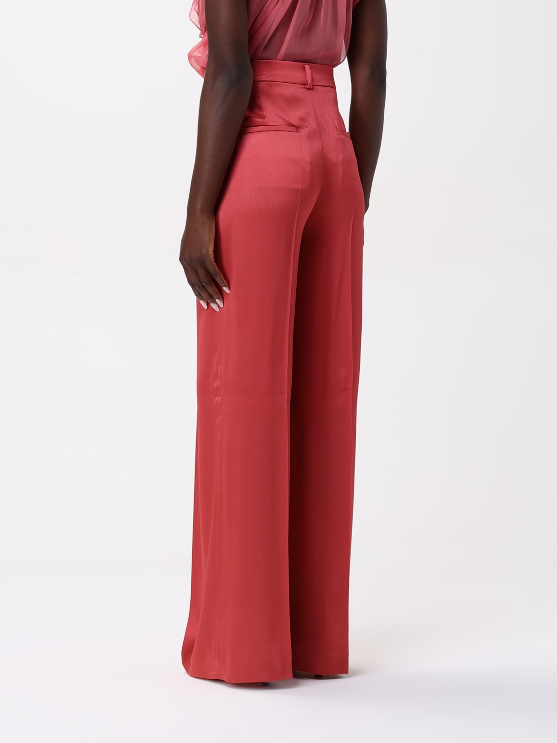 ALBERTA FERRETTI PANTALONE: Pantalone sartoriale Alberta Ferretti in raso di seta , Rosa - Img 3