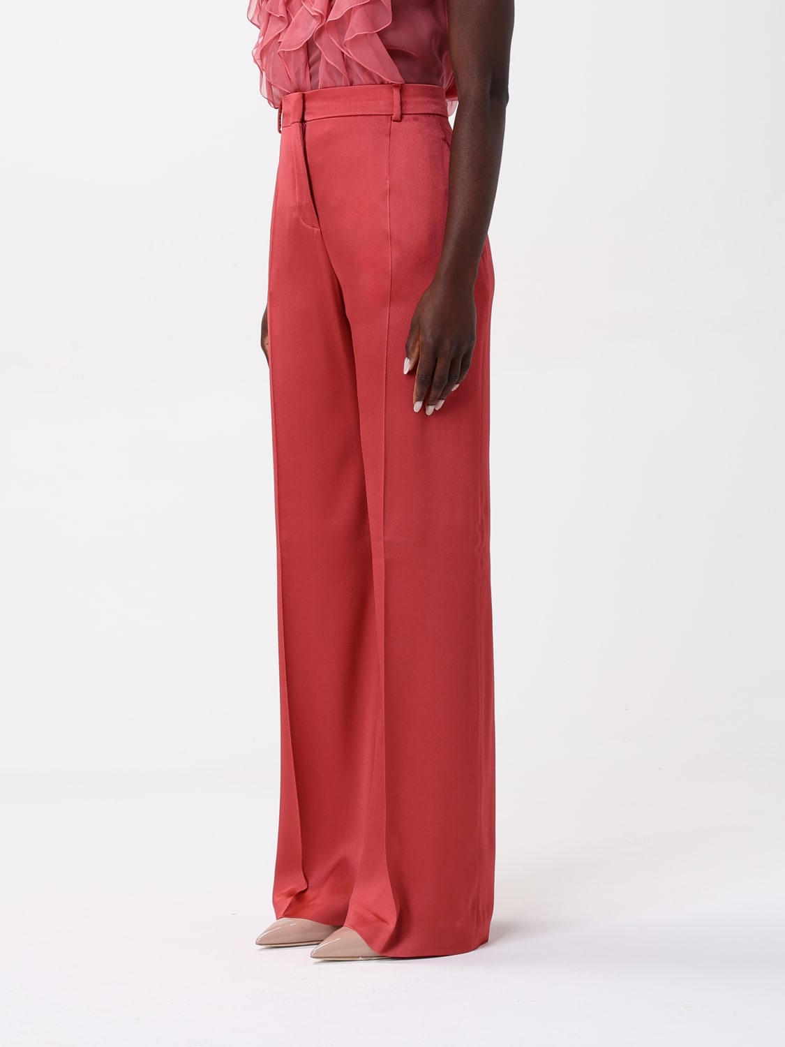 ALBERTA FERRETTI PANTALONE: Pantalone sartoriale Alberta Ferretti in raso di seta , Rosa - Img 4