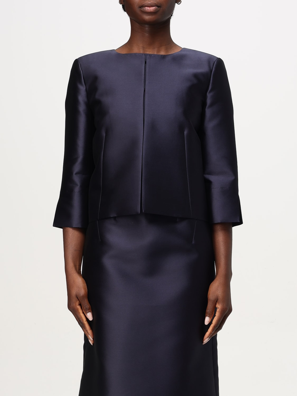 ALBERTA FERRETTI GIACCA: Bolero Alberta Ferretti in misto seta, Blue - Img 1