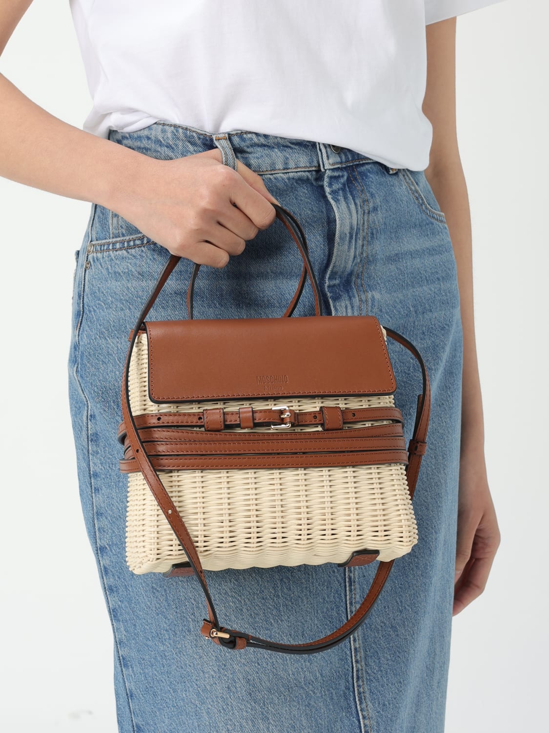 MOSCHINO COUTURE: Shoulder bag woman - Natural | Moschino