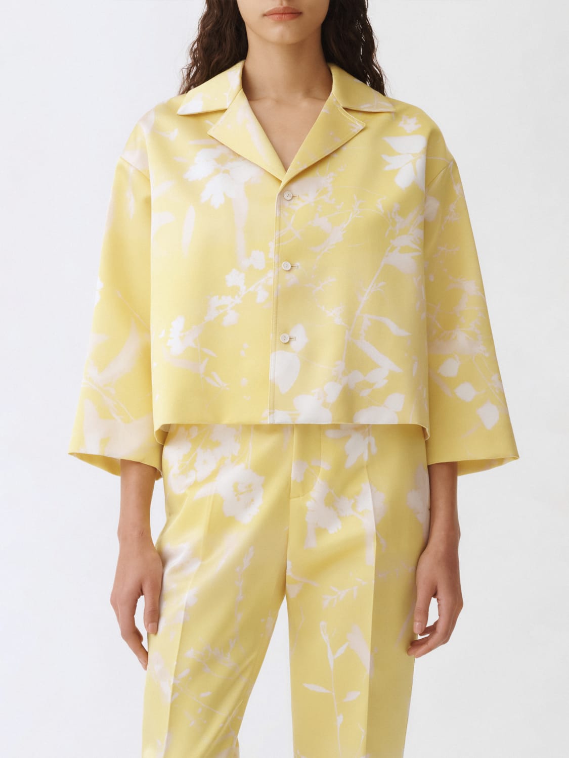 コート FABIANA FILIPPI Fabiana Filippi Coats Yellow FABIANA FILIPPI: silk jacket with print - Yellow | Fabiana