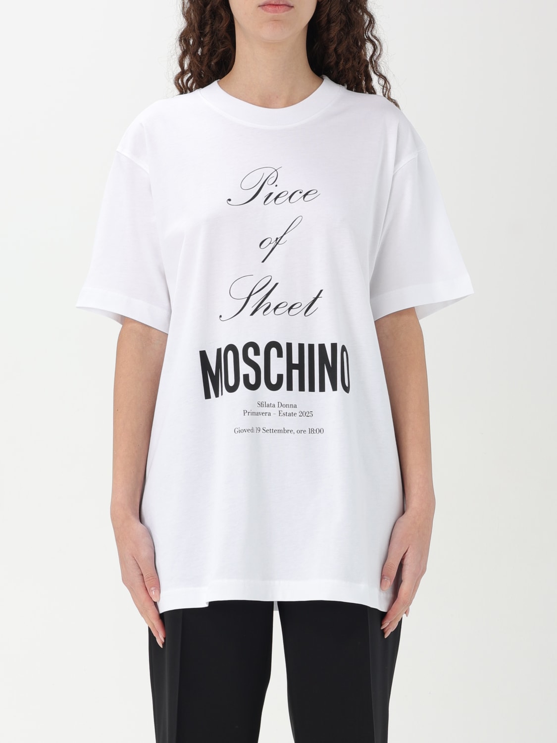 Tシャツ・カットソー MOSCHINO COUTURE Woman T-Shirt White 07170441 1001 MOSCHINO COUTURE: T-shirt in cotone con stampa slogan